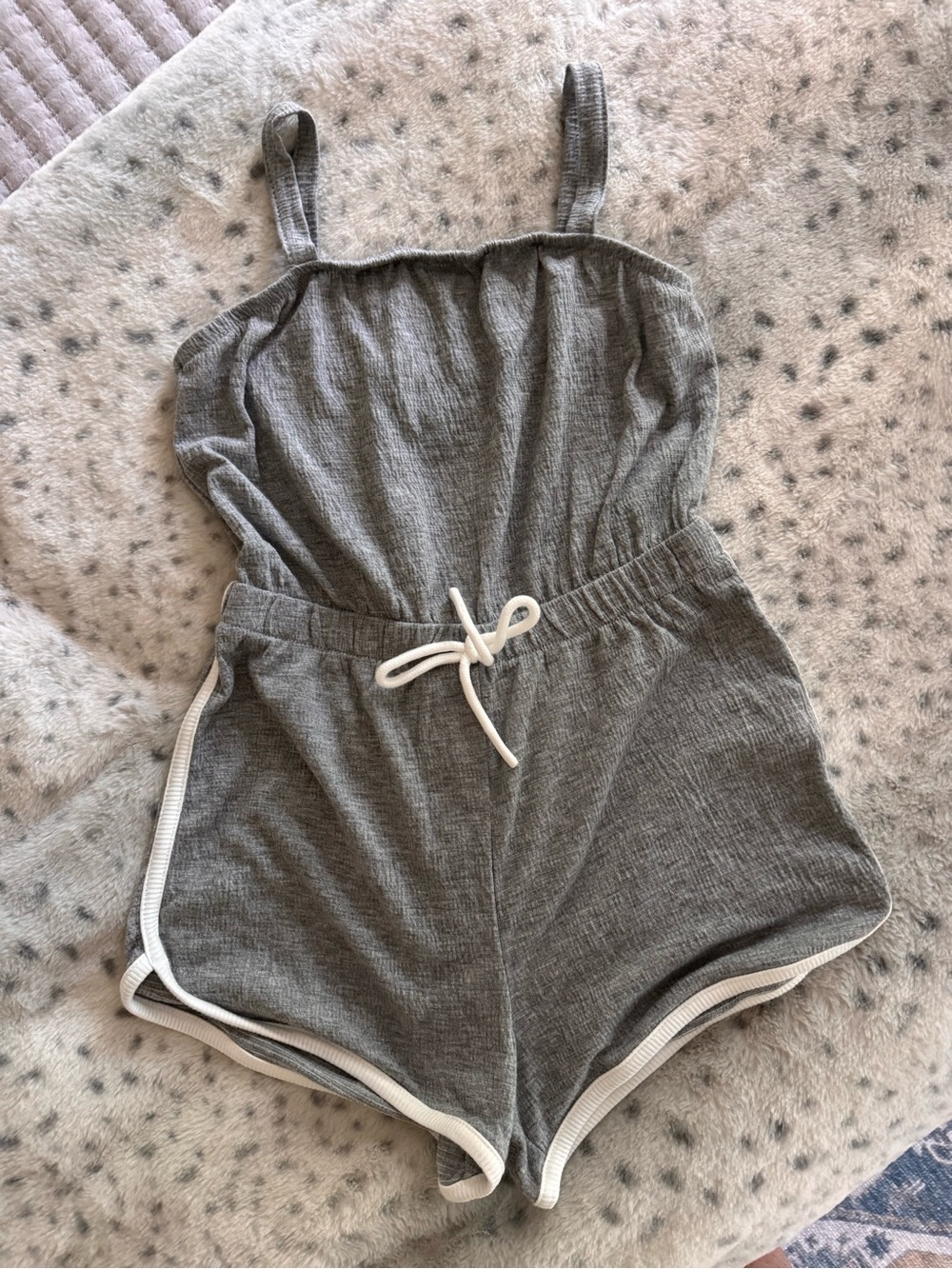 Art Class Grey Ribbed Romper - Girls 6/7